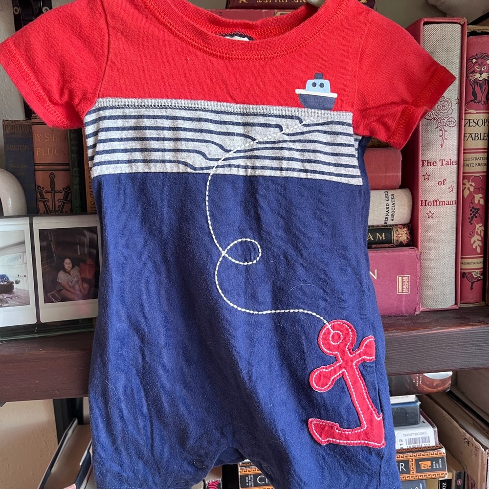 Boys Nautical Shortalls Onesie